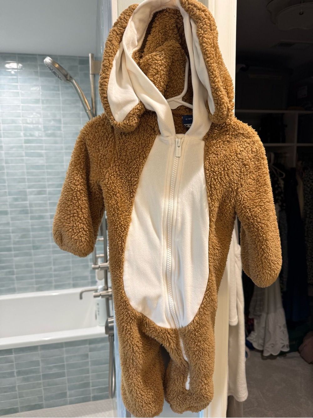 Bunny Costume Old Navy Brown and Cream Sherpa Hooded Baby One-Piece